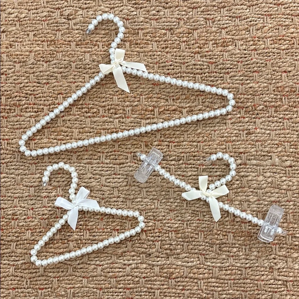 Pearl Beaded Hangers with Bows Set of Three